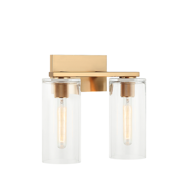 Lincoln - Steel Frame with Clear Cylindrical Glass Shade Wall Sconce in Aged Gold Brass by Matteo Lighting