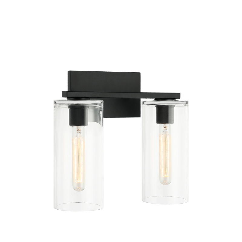 Lincoln - Steel Frame with Clear Cylindrical Glass Shade Wall Sconce in Matte Black by Matteo Lighting