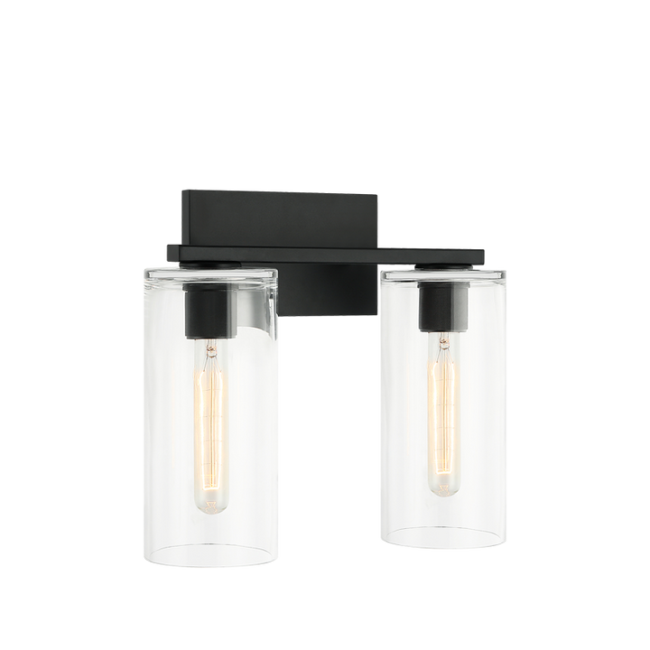 Lincoln - Steel Frame with Clear Cylindrical Glass Shade Wall Sconce in Matte Black by Matteo Lighting