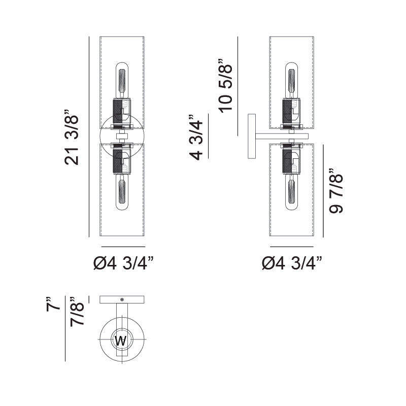Steel Frame with Clear Cylindrical Glass Shade Double End Wall