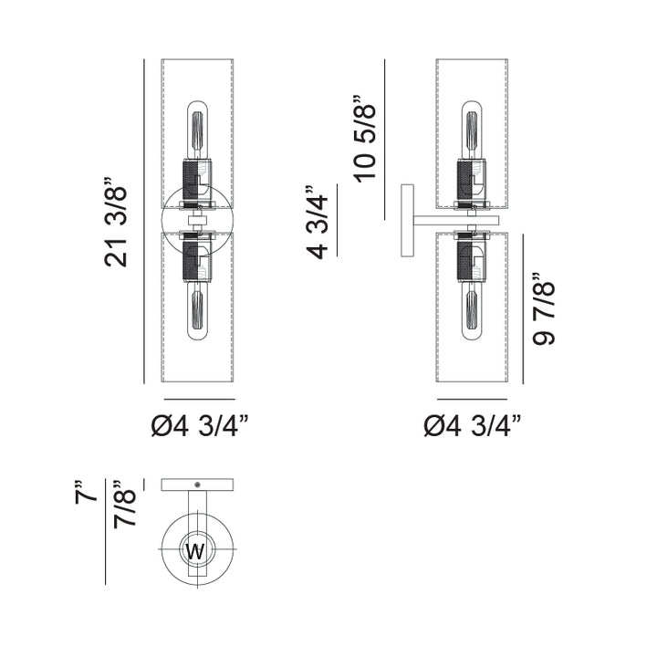 Steel Frame with Clear Cylindrical Glass Shade Double End Wall