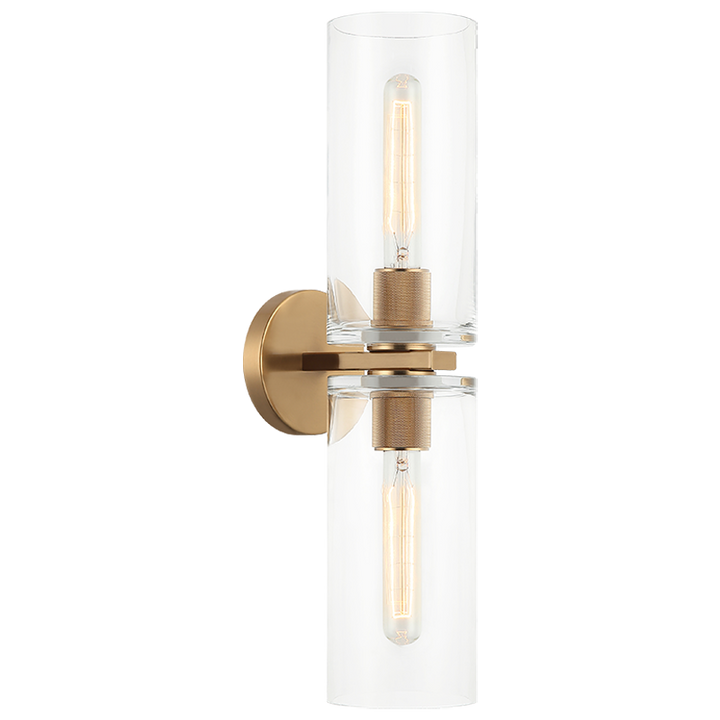 Steel Frame with Clear Cylindrical Glass Shade Double End Wall