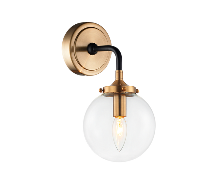 Steel Two Tone Rod with Glass Globe Wall Sconce