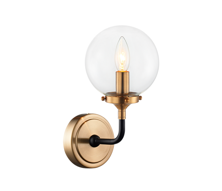 Steel Two Tone Rod with Glass Globe Wall Sconce