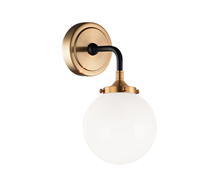 Steel Two Tone Rod with Glass Globe Wall Sconce