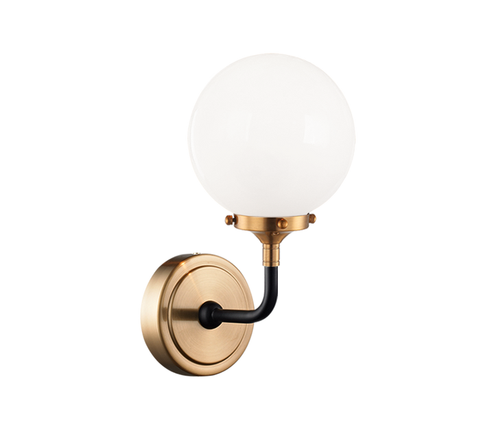 Steel Two Tone Rod with Glass Globe Wall Sconce