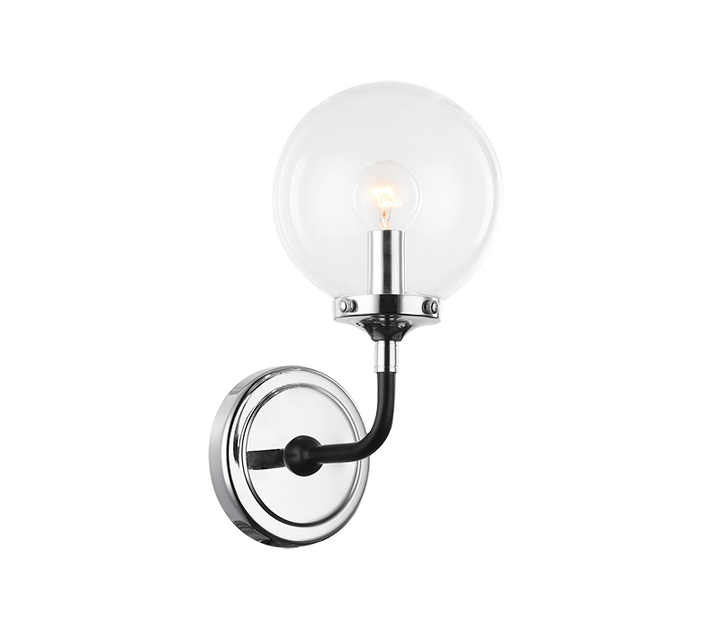 Steel Two Tone Rod with Glass Globe Wall Sconce