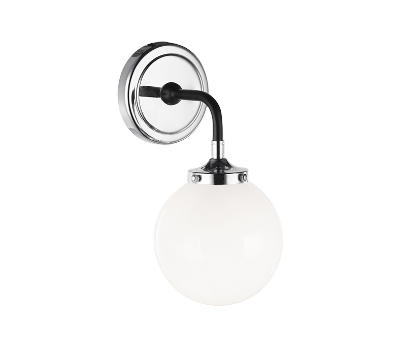Steel Two Tone Rod with Glass Globe Wall Sconce