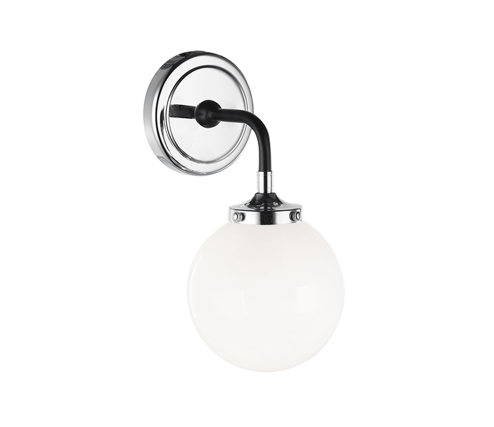 Steel Two Tone Rod with Glass Globe Wall Sconce
