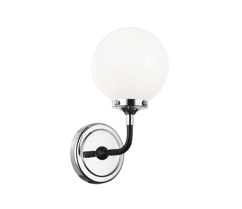 Steel Two Tone Rod with Glass Globe Wall Sconce
