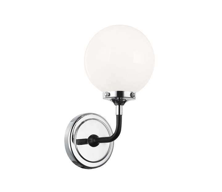 Steel Two Tone Rod with Glass Globe Wall Sconce