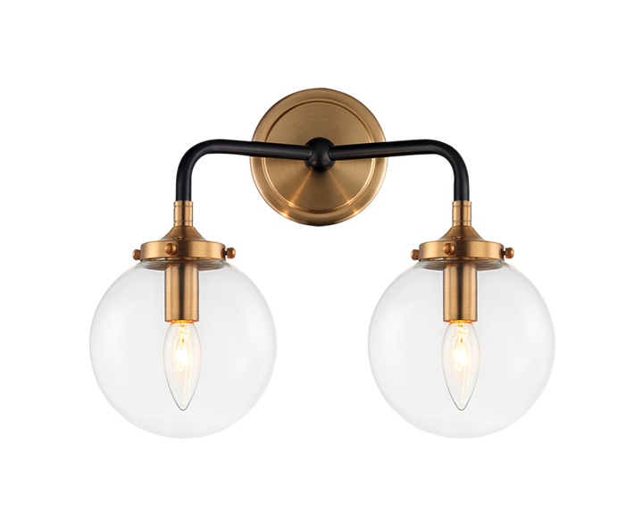 Steel Two Tone Rod with Glass Globe Wall Sconce