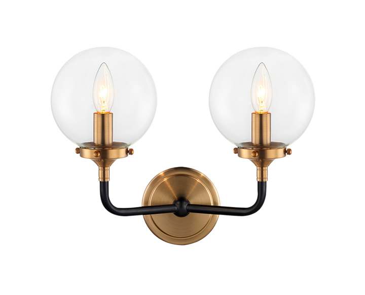Steel Two Tone Rod with Glass Globe Wall Sconce