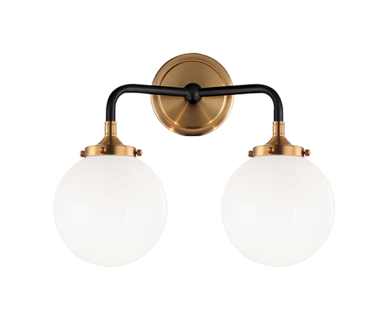 Steel Two Tone Rod with Glass Globe Wall Sconce
