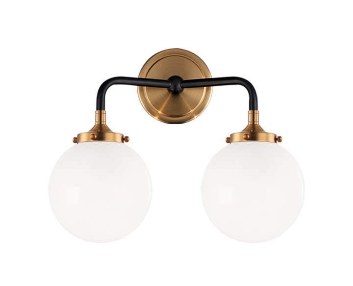 Steel Two Tone Rod with Glass Globe Wall Sconce