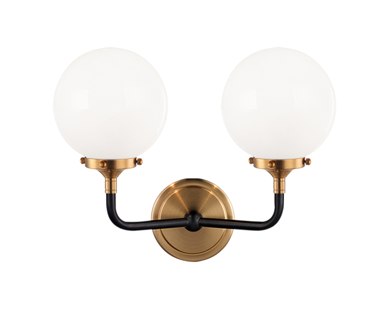 Steel Two Tone Rod with Glass Globe Wall Sconce