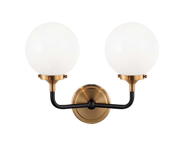 Steel Two Tone Rod with Glass Globe Wall Sconce