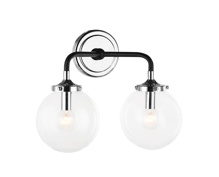 Steel Two Tone Rod with Glass Globe Wall Sconce