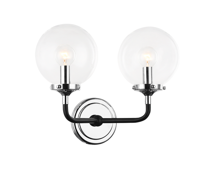 Steel Two Tone Rod with Glass Globe Wall Sconce