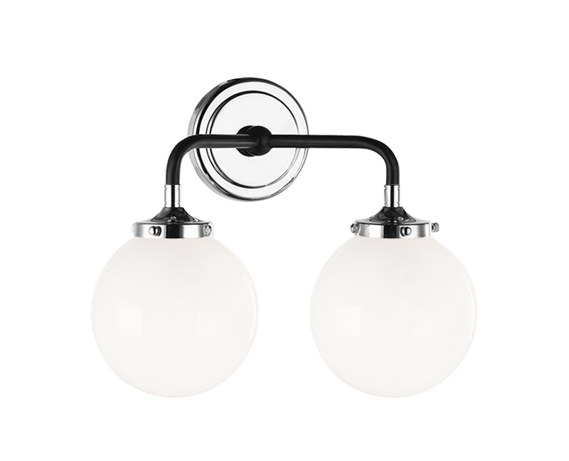 Steel Two Tone Rod with Glass Globe Wall Sconce