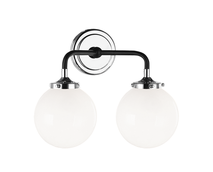 Steel Two Tone Rod with Glass Globe Wall Sconce