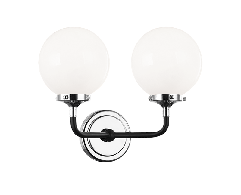 Steel Two Tone Rod with Glass Globe Wall Sconce
