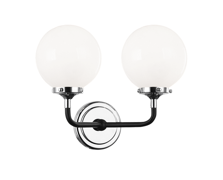 Steel Two Tone Rod with Glass Globe Wall Sconce