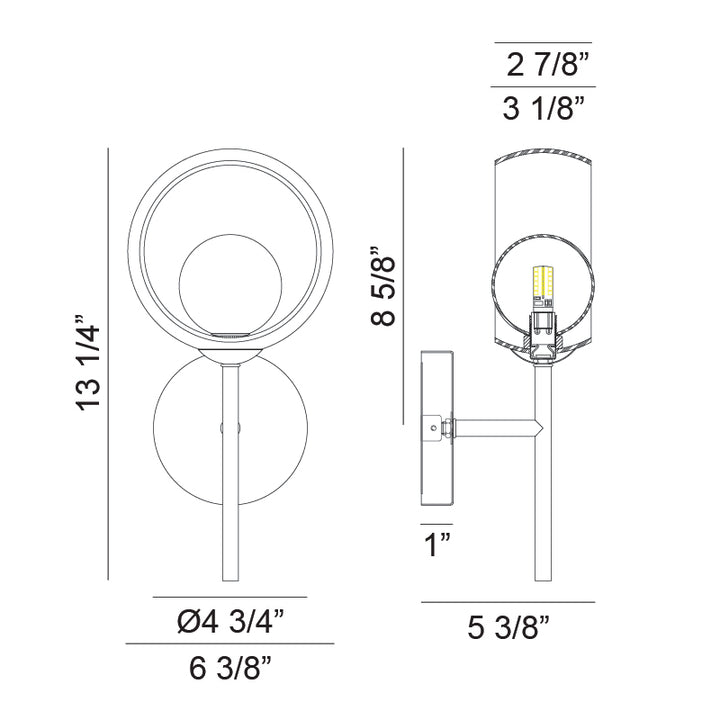 Steel Frame with Glass Shade Wall Sconce