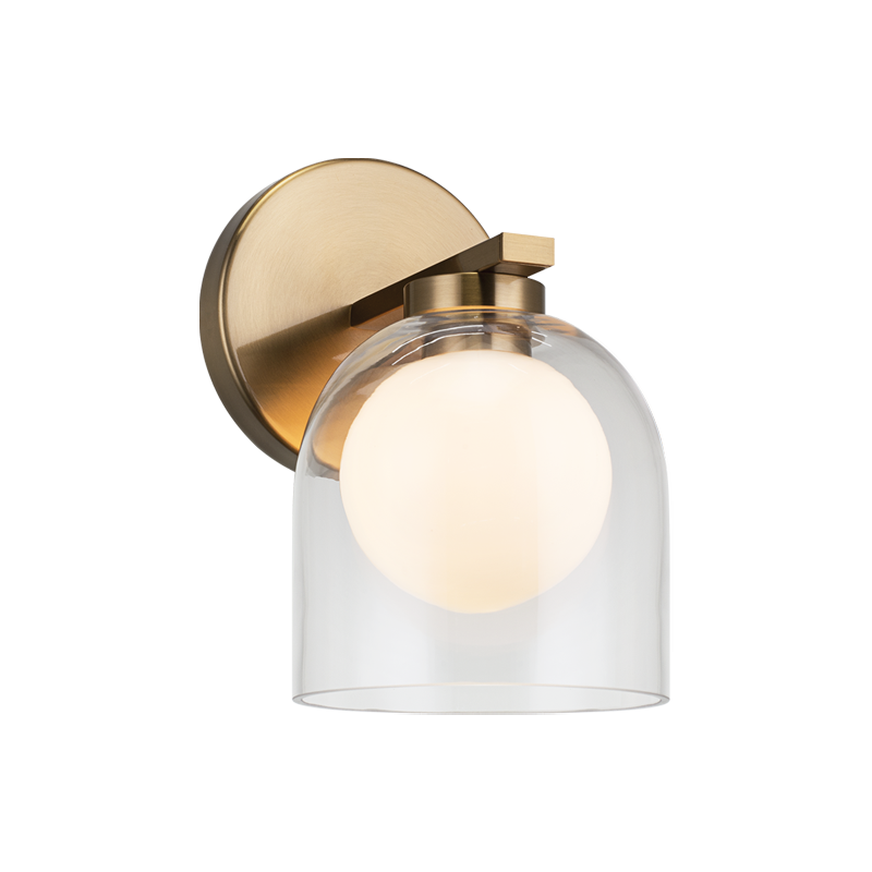Steel Frame with Clear and Opal Glass Shade Wall Sconce