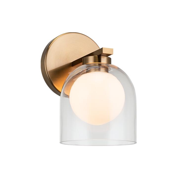 Steel Frame with Clear and Opal Glass Shade Wall Sconce