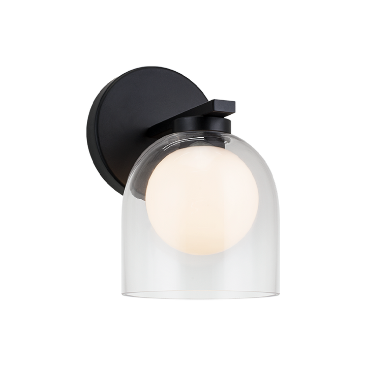 Steel Frame with Clear and Opal Glass Shade Wall Sconce