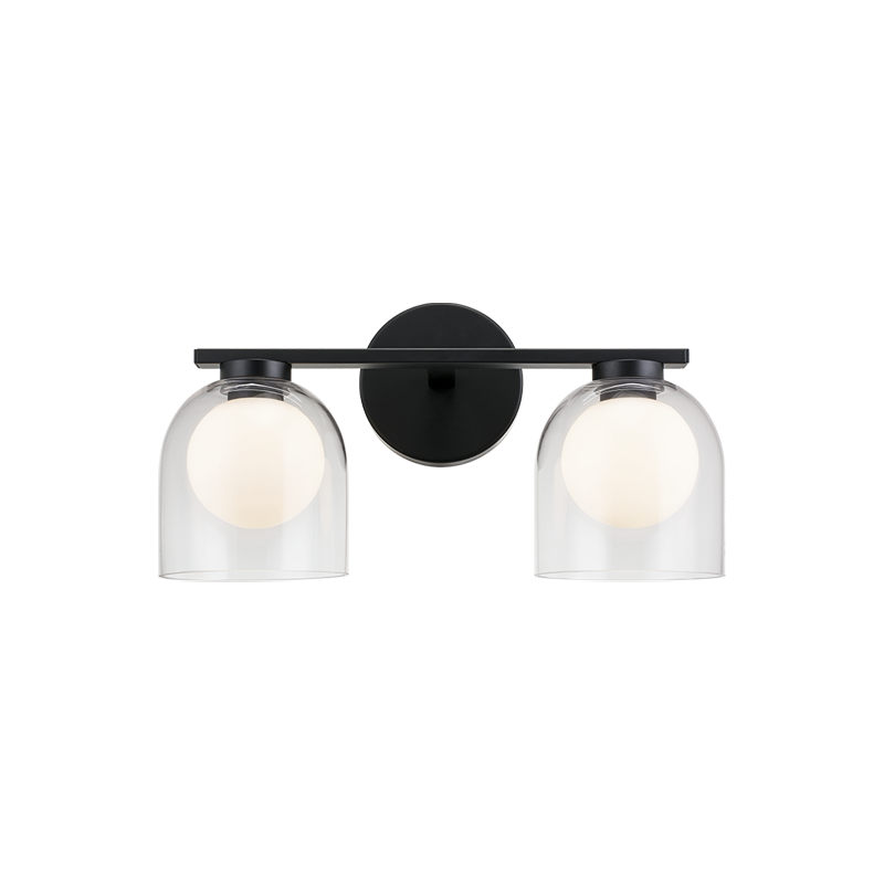 Steel Frame with Clear and Opal Glass Shade Vanity Light