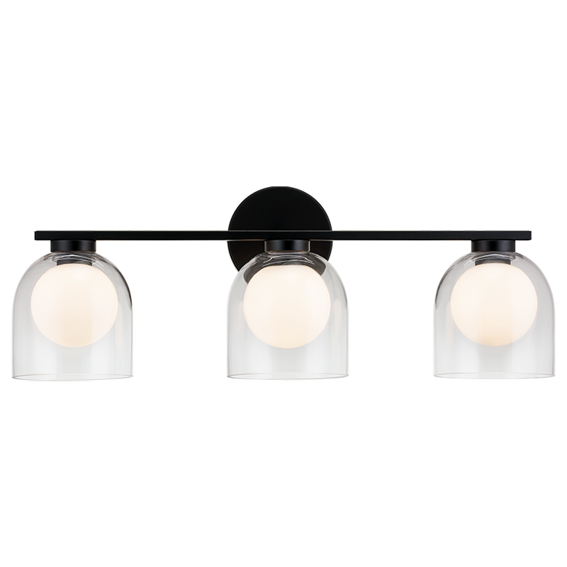 Steel Frame with Clear and Opal Glass Shade Vanity Light