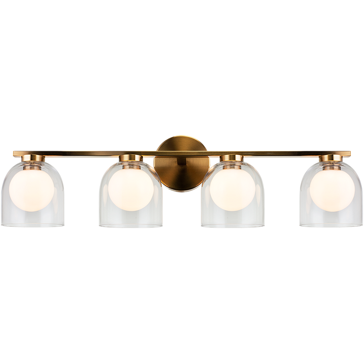 Steel Frame with Clear and Opal Glass Shade Vanity Light