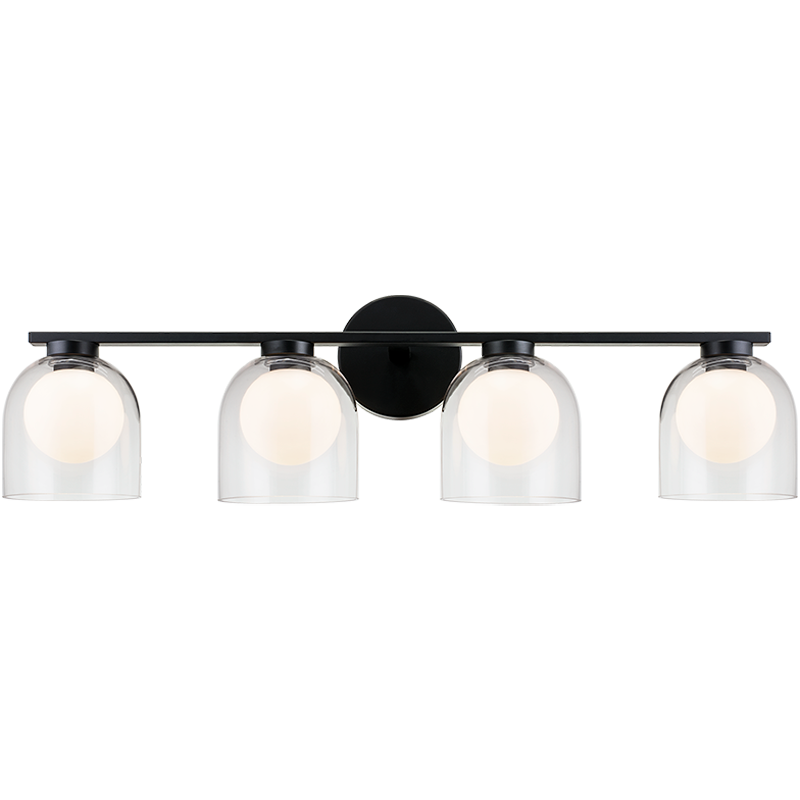 Steel Frame with Clear and Opal Glass Shade Vanity Light