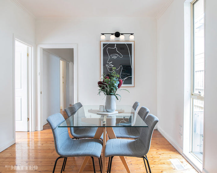 Steel Frame with Clear and Opal Glass Shade Vanity Light