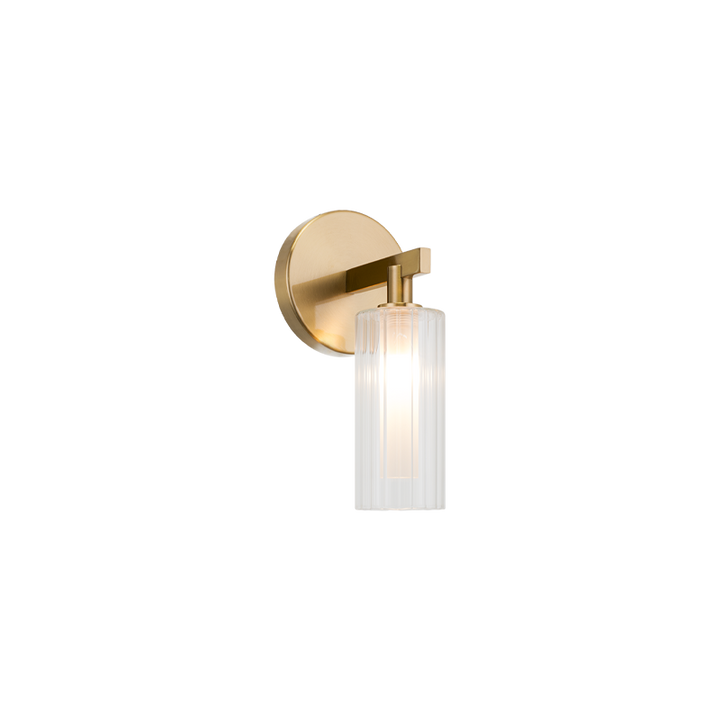 Steel Frame with Clear Ribbed Glass Shade Wall Sconce