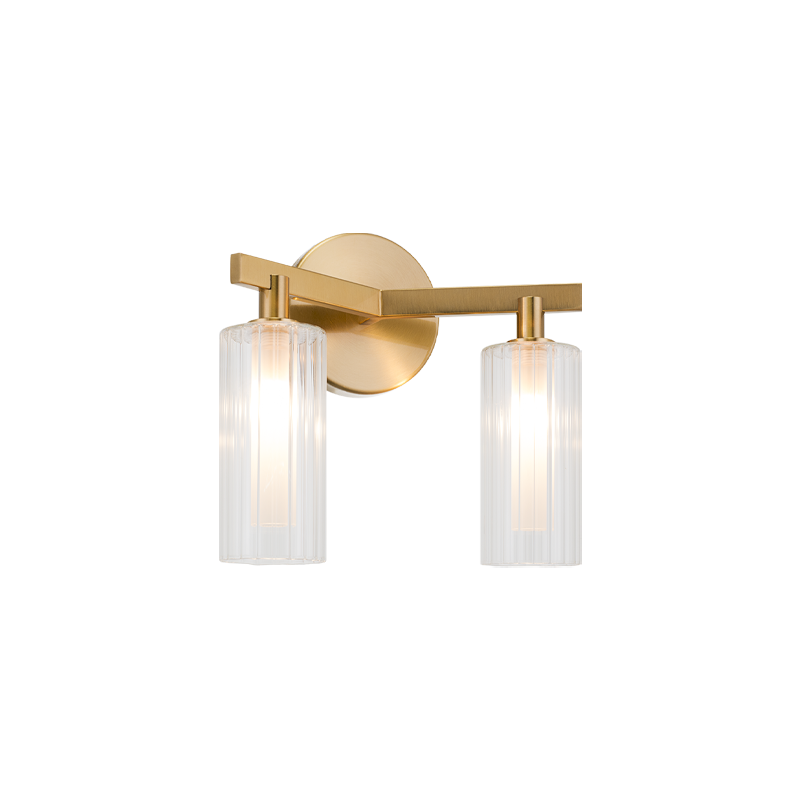 Steel Frame with Clear Ribbed Glass Shade Vanity Light
