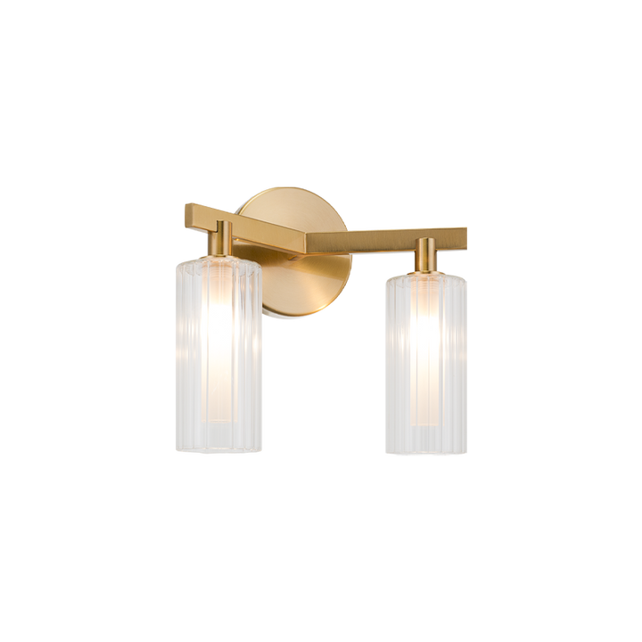 Steel Frame with Clear Ribbed Glass Shade Vanity Light