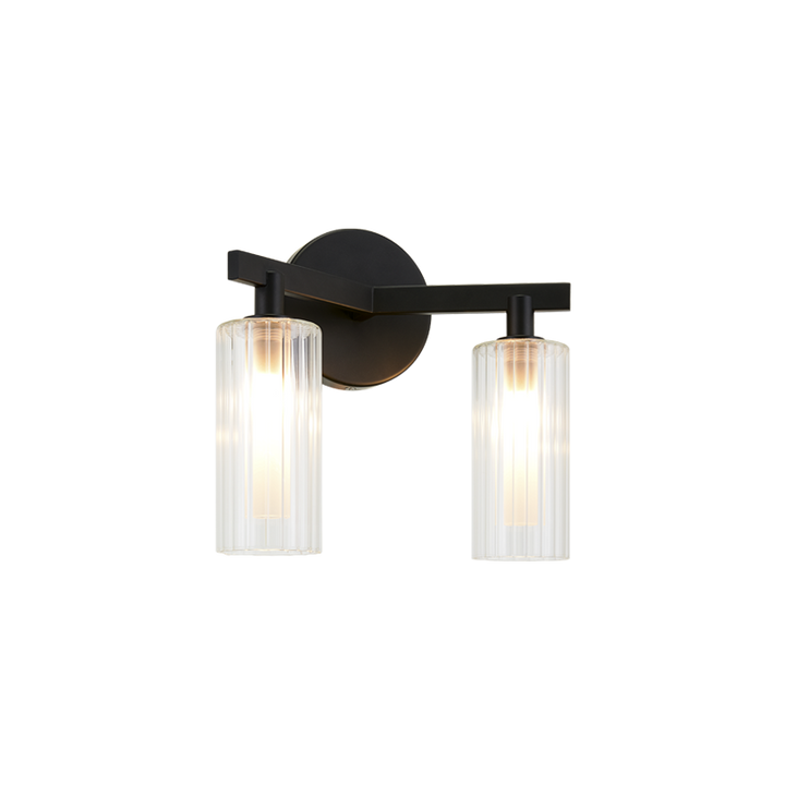 Steel Frame with Clear Ribbed Glass Shade Vanity Light