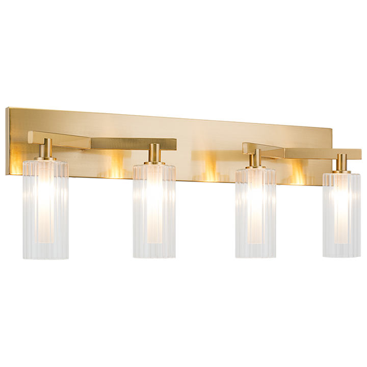 Steel Frame with Clear Ribbed Glass Shade Vanity Light