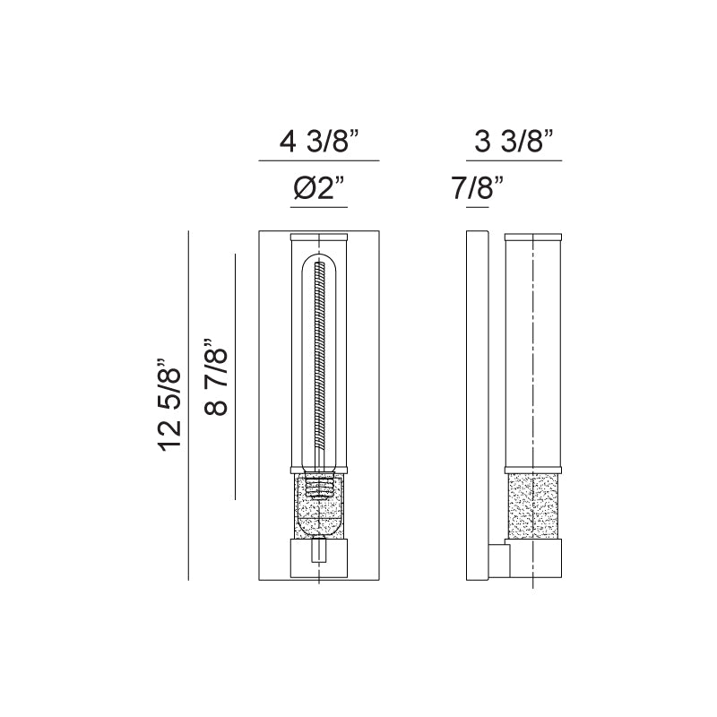 Steel Frame with Clear Cylindrical Glass Shade Two Tone Wall Sconce