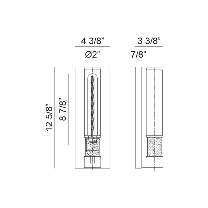 Steel Frame with Clear Cylindrical Glass Shade Two Tone Wall Sconce
