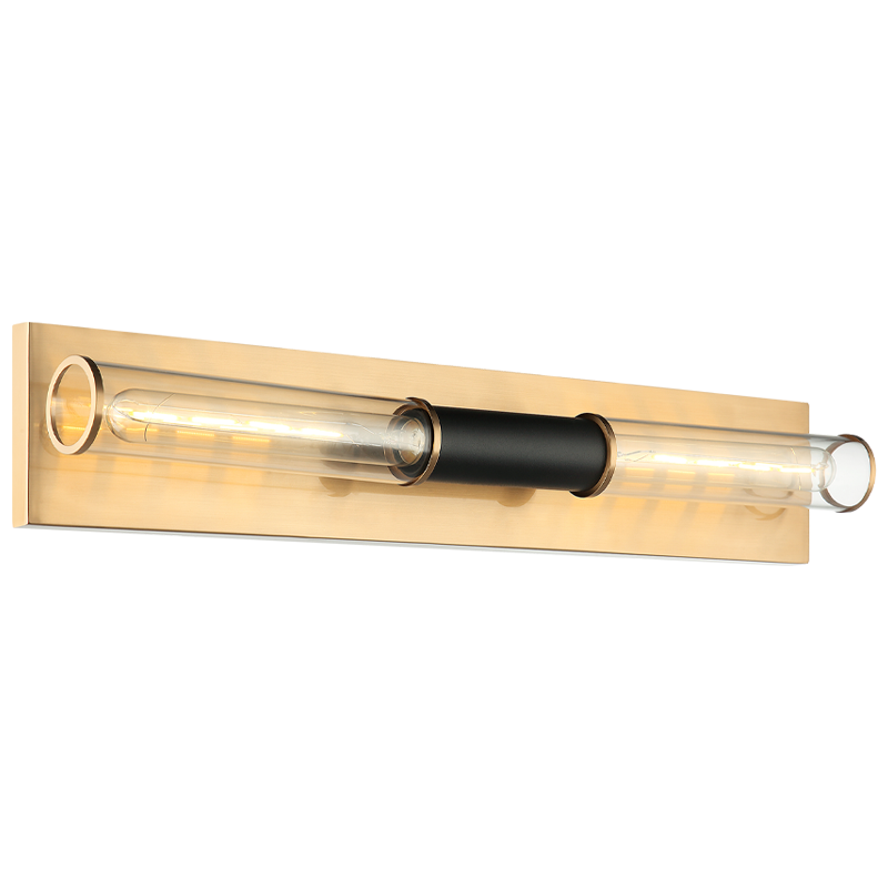 Steel Frame with Clear Cylindrical Glass Shade Two Tone Vanity Light
