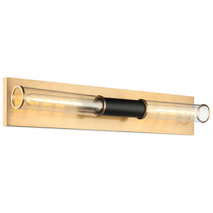 Steel Frame with Clear Cylindrical Glass Shade Two Tone Vanity Light
