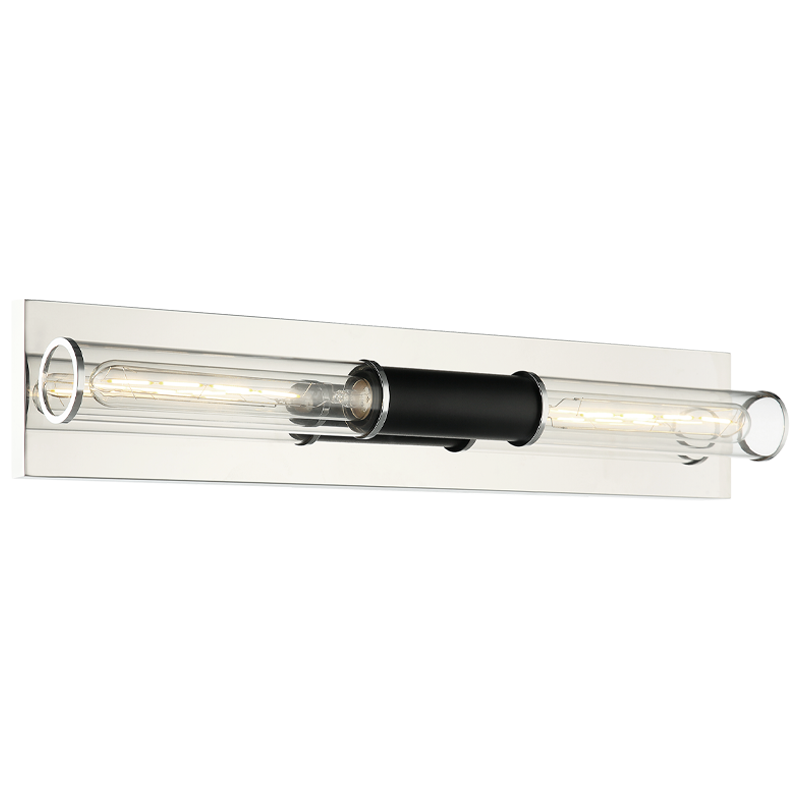 Steel Frame with Clear Cylindrical Glass Shade Two Tone Vanity Light