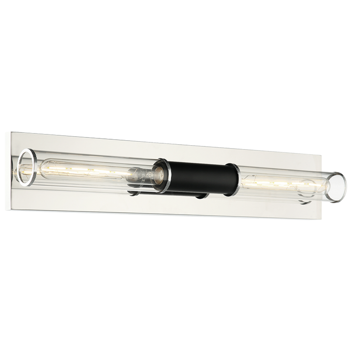 Steel Frame with Clear Cylindrical Glass Shade Two Tone Vanity Light
