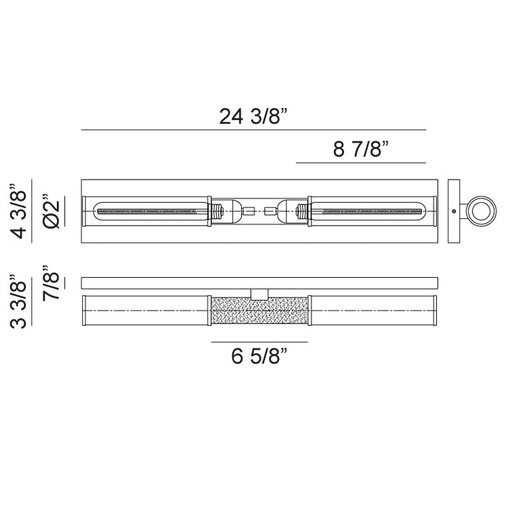 Steel Frame with Clear Cylindrical Glass Shade Two Tone Vanity Light