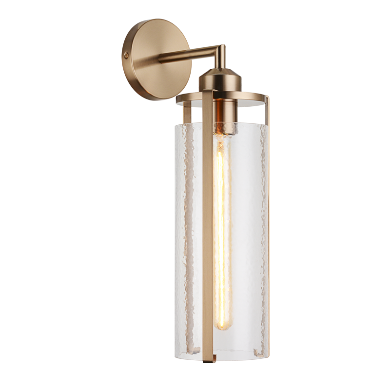 Steel Frame with Liquid Patterned Cylindrical Glass Shade Wall Sconce