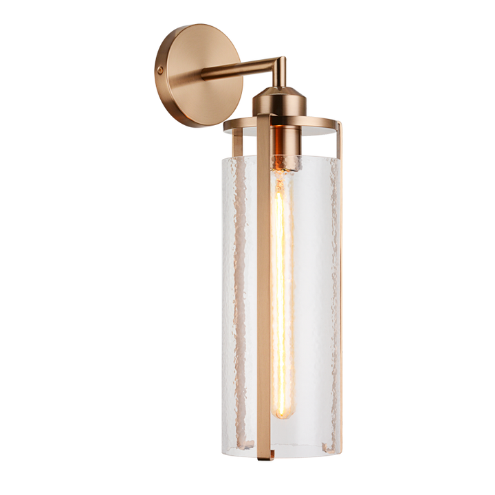 Steel Frame with Liquid Patterned Cylindrical Glass Shade Wall Sconce